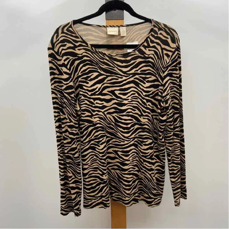 Chico's Women's Size M Black Zebra Long Sleeve Shirt