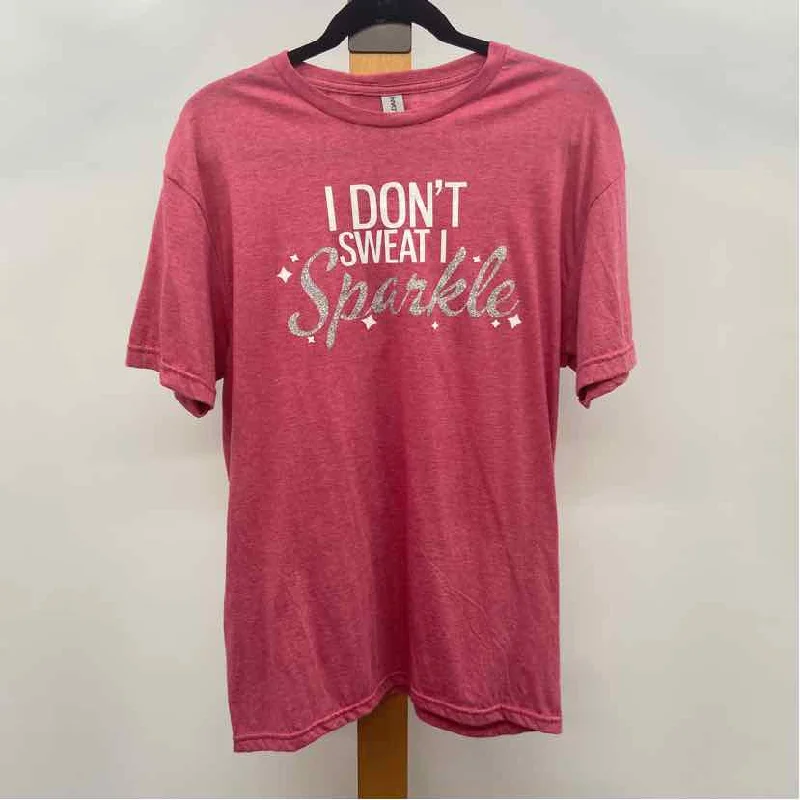 Gildan Women's Size L Pink Words Short Sleeve Shirt