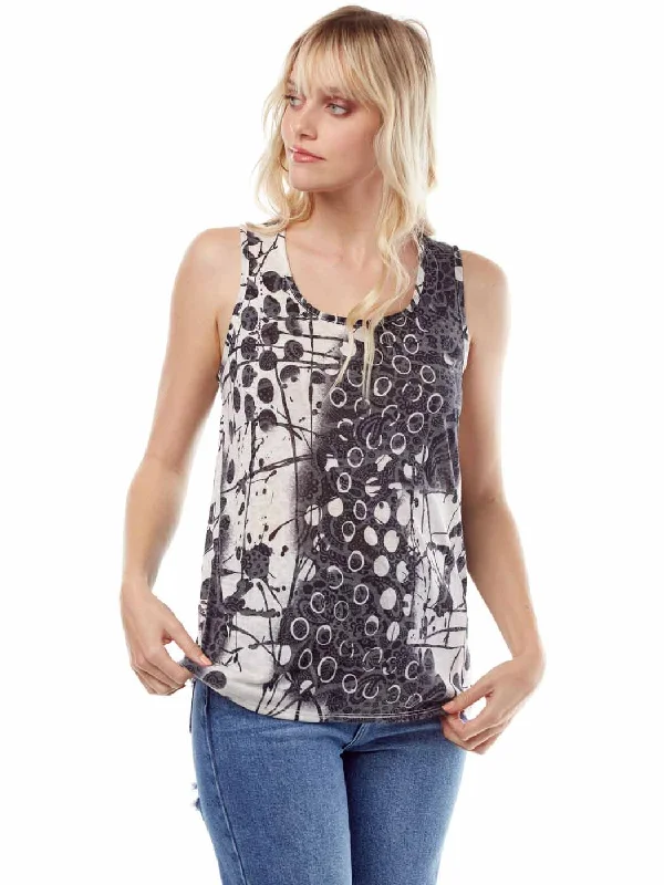 "Jazz" Printed Knit "Burnout" Crop Tank