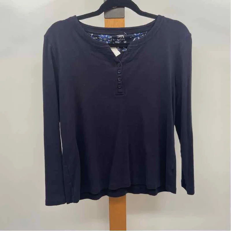 Talbots Women's Size L Navy Solid Long Sleeve Shirt