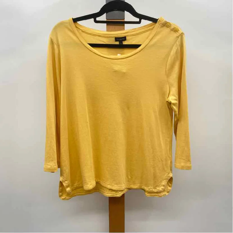 Talbots Women's Size L Yellow Solid Long Sleeve Shirt