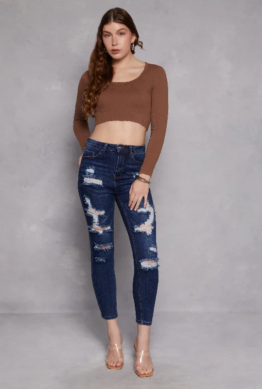 WAX Distressed Ankle Skinny Jeans