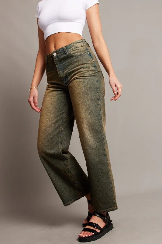 Denim Baggy Jeans Mid Waist Wide Leg