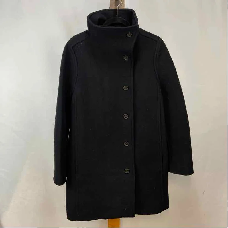 J Crew Women's Size XST Black Solid Coat