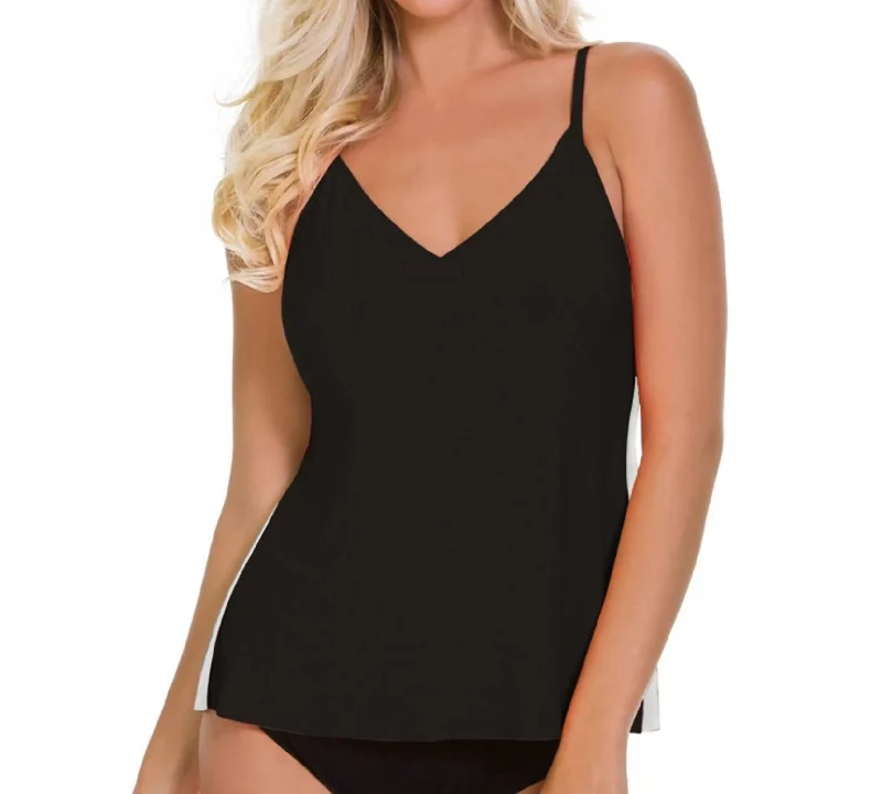 Color Block Venus Underwire Tankini Top In Black White