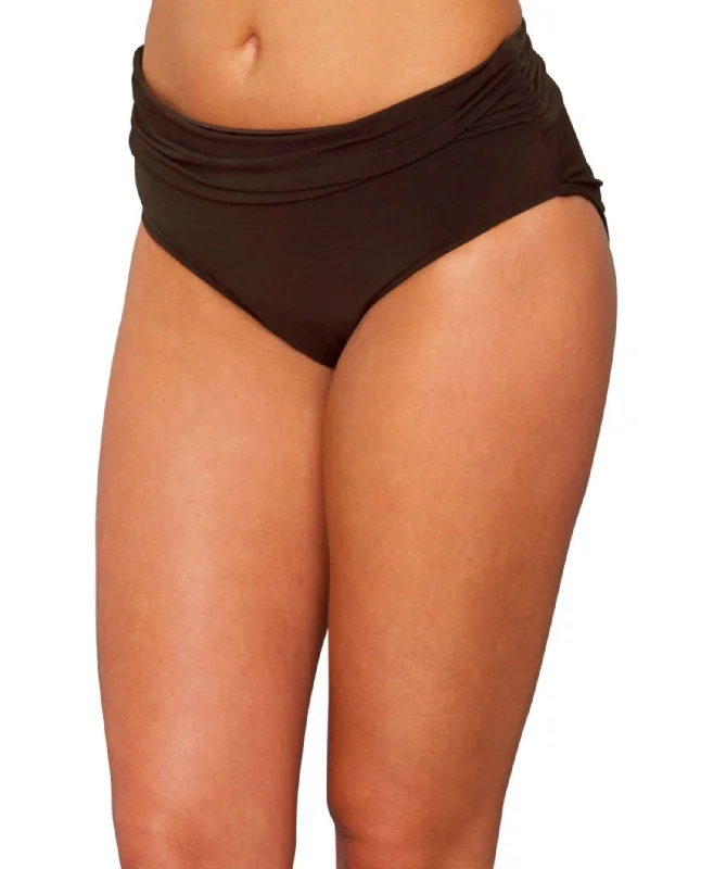 Shirred Jersey Brief Swim Bottom In Brown